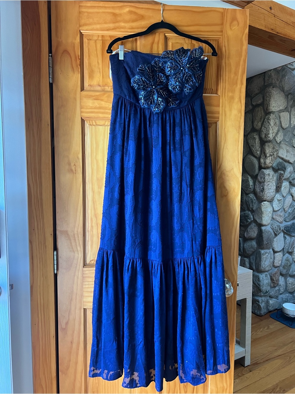Lilly Pulitzer Mollylynn Clip Maxi Dress Navy Applique Beaded NWOT - Picture 4 of 9